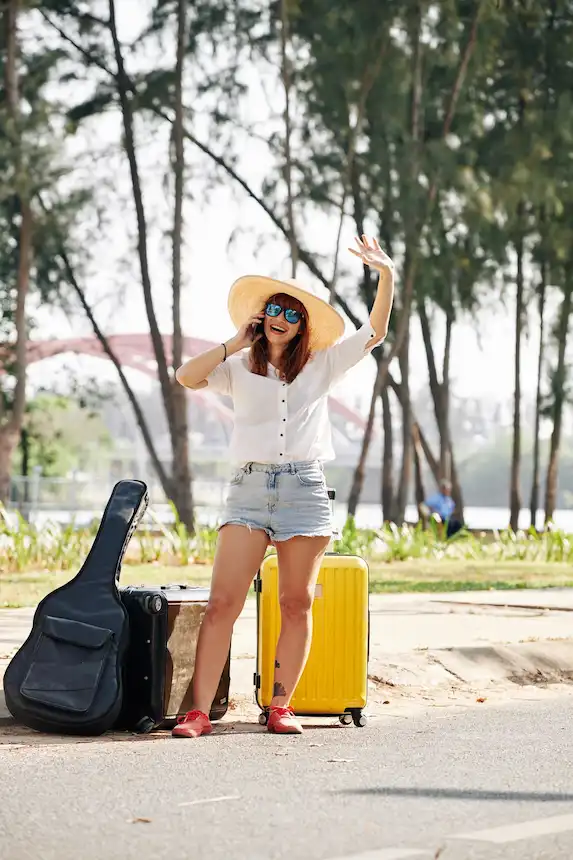 About Female Traveler Trying To Chatch Car