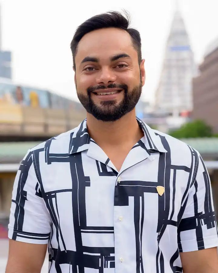Team Happy Young Bearded Indian Man Smiling
