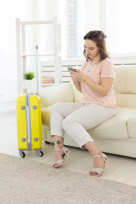 About Trip Travel And Vacations Concept Woman